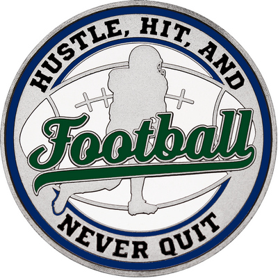Dark Green "Football" with Navy Blue Outer Circular Borders